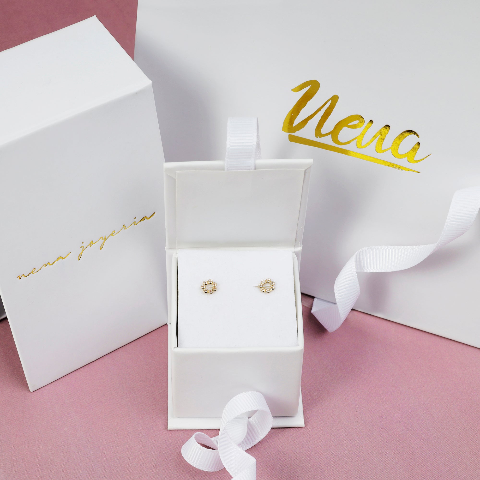 Rosca mini oro dorado con circonias