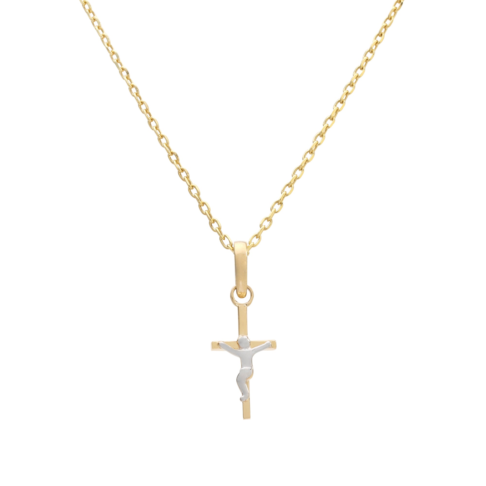 Cadena con Dije cruz Cristo dos oros