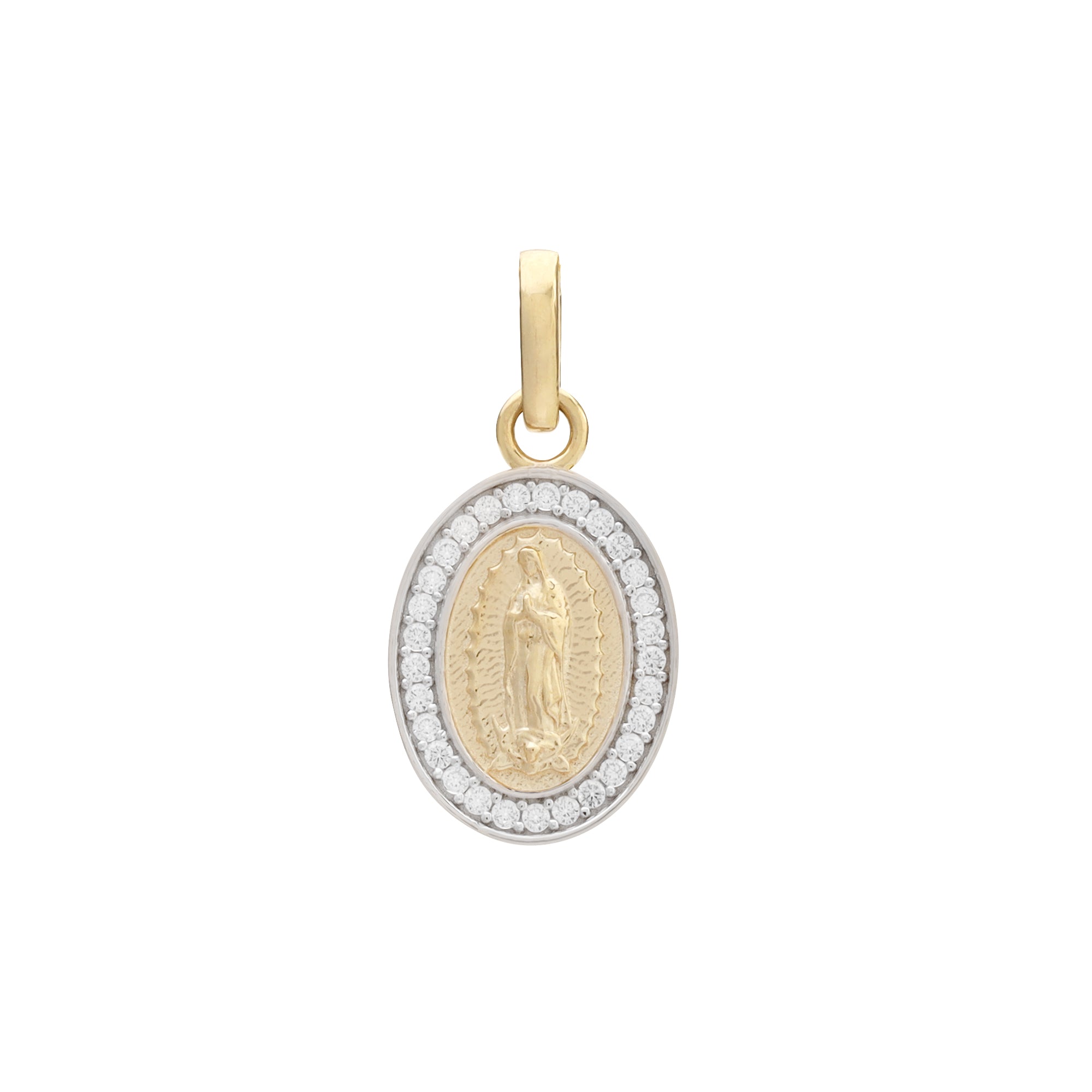 Cadena con Dije virgen María ovalada de dos oros