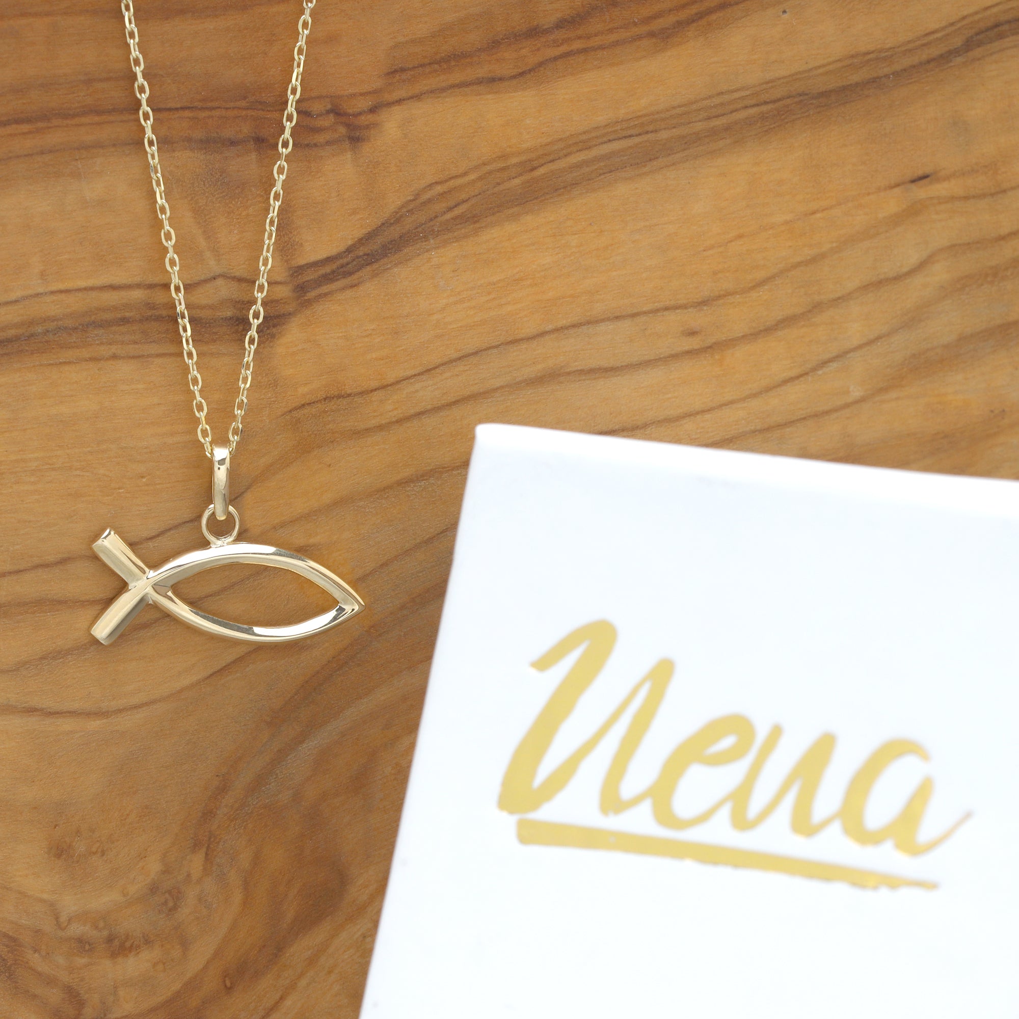 Dije pez Jesús con cadena