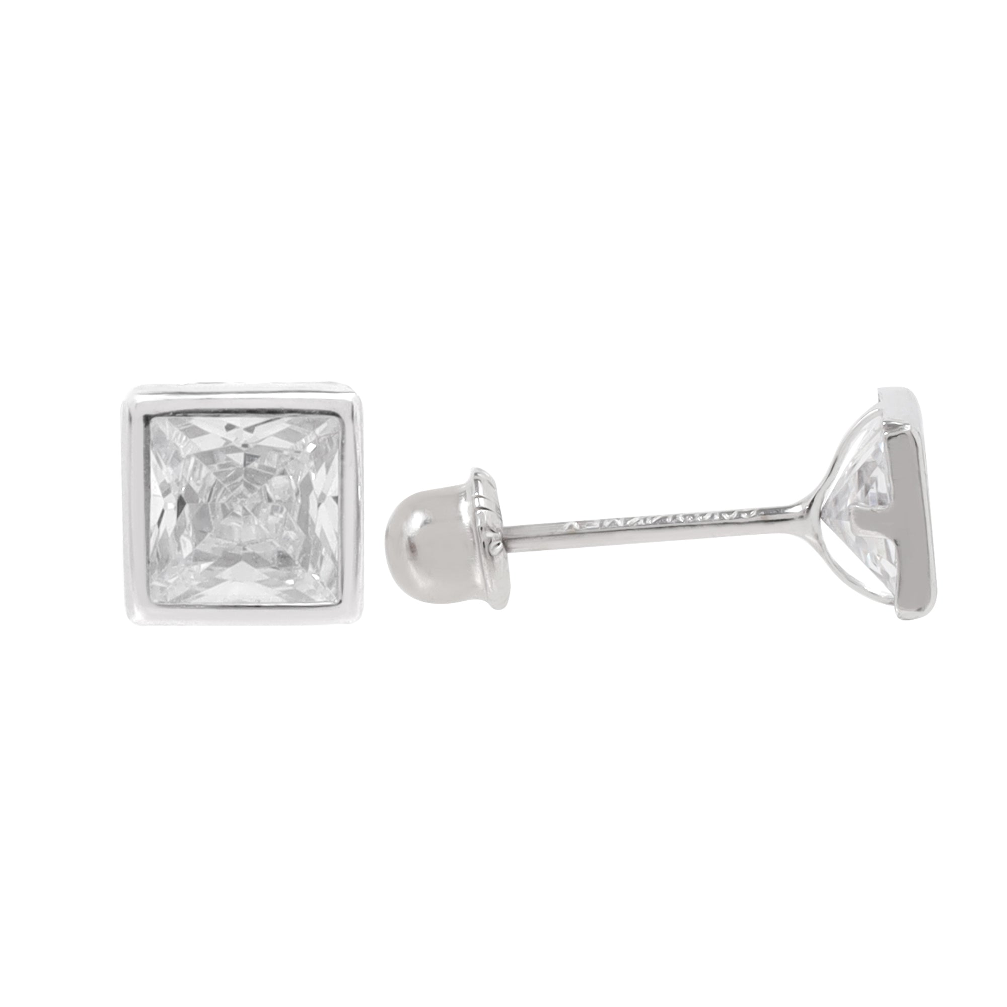 Broquel cuadrado oro blanco con circonia