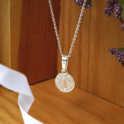 Medalla san Benito mini de plata